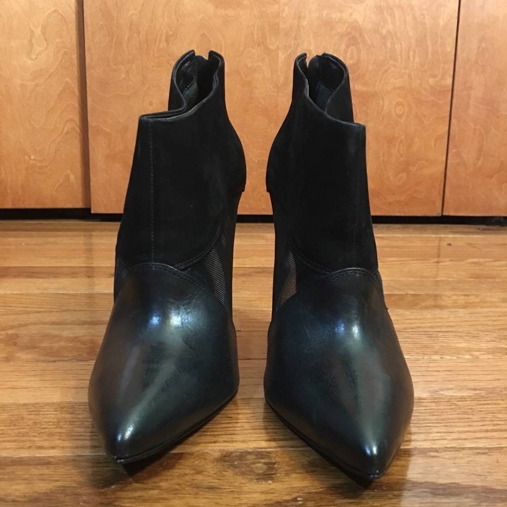 Schutz Pia Black Leather Mesh Booties - Picture 3 of 7